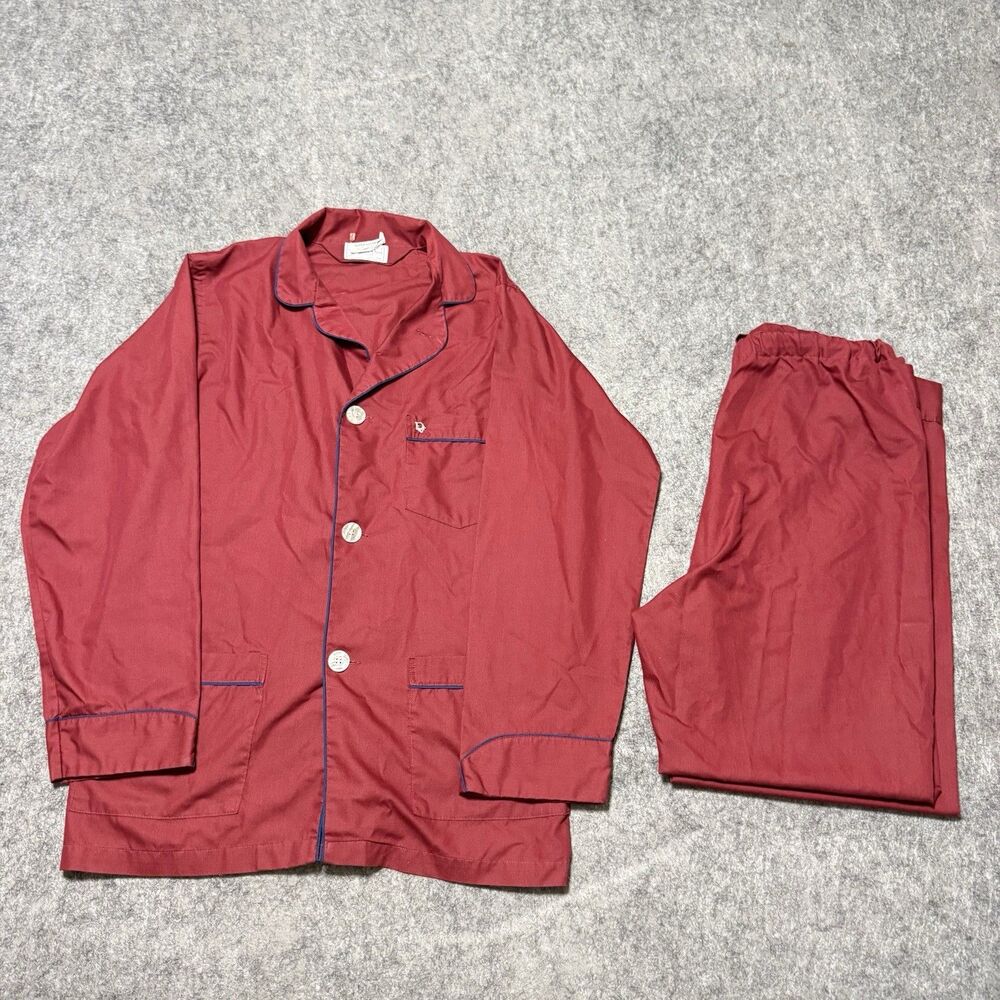 Vintage Christian Dior Monsieur Maroon Pajama Set Super Ultra Vyno Medium 2pc
